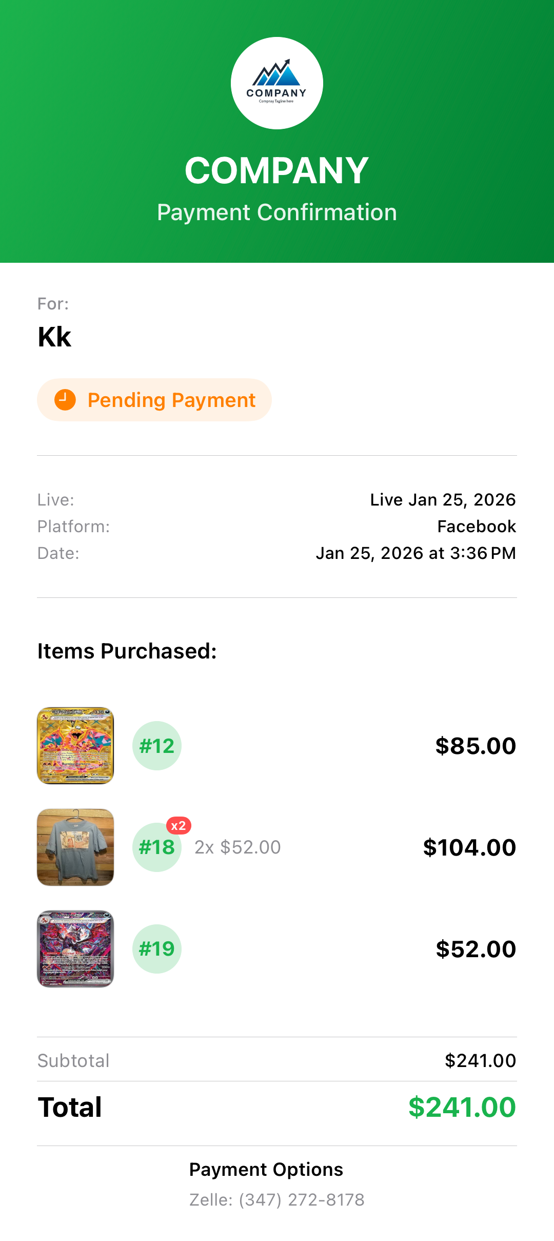 Receipt - Generated receipt